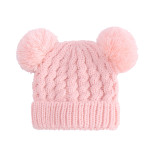 Solid Color Twisted Woolen Yarn Double Ball Children's Hat