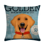 Wine Glass Dog Series Linen Pillowcase