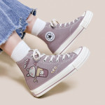 Korean Style Ins Cute Printed Canvas Shoes Women's High Top