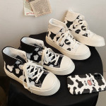 Girls High-Top Canvas Shoes Cow Spots