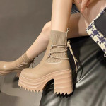 New British Style Muffin Thick Bottom Knitting Strap Martin Boots For Women