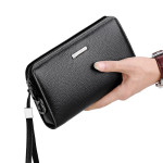 Men's Genuine Leather Combination Lock Clutch