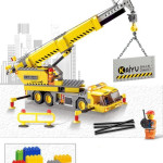 Free Shipping Kazi 8045 Engineering Crane City Small Particles Children's Educational Building Blocks Toy Bulldozer Gift