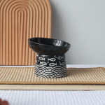 High Feet Neck Protector Japanese Style Small Fish Slanted Ceramic Bowl