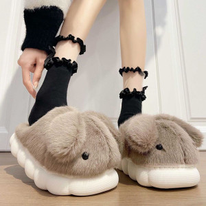 Women's Fashionable Rabbit Fur Slippers