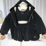 Short Vest Hooded Jacket Shorts Casual Three-piece Set