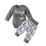 Infants And Toddlers Long-sleeved Letter Top Hat Trousers Three-piece Set