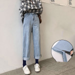 Loose Straight Spring And Autumn Thin High Waist Drape Wide Leg Jeans