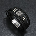 Men's Multi-layer Woven Compass Leather Bracelet