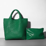 Soft Leather Bucket Bag One-shoulder Knitted Dumpling Bag