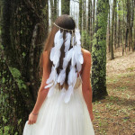 F98 white featherhead Bohemia wedding bride's feather band hair belt