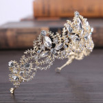 New Fashion Baroque Luxury Crystal AB Bridal Crown Tiara Light Gold Tiara Tiaras for Women Bride Hair Wedding Accessories