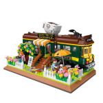 Street View Series Train Coffee Shop Kiosk Assembling Blocks