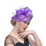 Hemp Yarn Banquet Net Top Hat Bridal Feather Hairpin