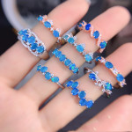 Natural Blue Opal Ring Silver Female Accessories