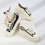 Plus Sizes Extra Large Women's Shoes Platform Black And White Biscuit Shape Shoes Canvas Shoes Women's Board Shoes