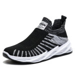 Sock Mesh Shoes Men Stripe Sneakers Lightweight Breathable Flat Shoes