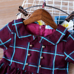 Girls' Little Girl Doll Collar Casual Plaid Short Sleeve Dress