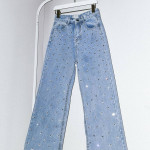 Sky Star Water Diamond Wide Leg Jeans Heavy Industry Hot Drill