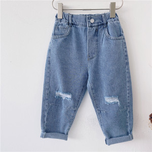 Fashion Simple Children's Loose Ripped Jeans