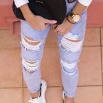 Fashion Casual Washed Ripped Personalized Skinny Jeans