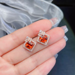 S925 Silver Jewelry Garnet Stud Earrings