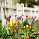 3 Pcs Butterfly Garden Solar Lights Decorative Landscape Lighting Outdoor Waterproof Butterfly Solar Powered Lights For Path Lawn Patio