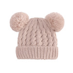 Solid Color Twisted Woolen Yarn Double Ball Children's Hat