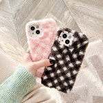 Women's Fashionable Plush Plaid Mobile Phone Case