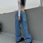 Women's Hip Hop Irregular Ripped High Waist Tie Loose Pants