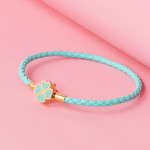 Four-leaf Clover Hand Rope Leather Girl's Bracelet Ornament Braided Leather Rope