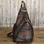 Vintage Do Old Head Layer Cowhide One Shoulder Diagonal Span Backpack