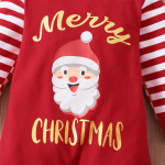 Girls Fashion Christmas Print Striped Romper