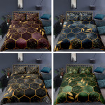 Digital Printing Geometric Quilt Cover Digital Printing Three-piece Set