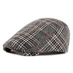 Men's British Vintage Check Woolen Duck Tongue Beret