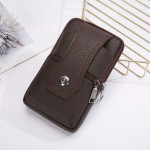 Men's Leather Phone Bag Eyelet Buckle Large Size Waterproof