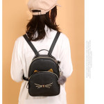 Cartoon Cat Cute Casual Women's Leather Backpack