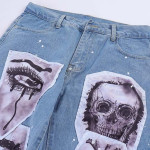 Men's Street Retro Washed Old Patch Jeans