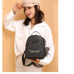 Cartoon Cat Cute Casual Women's Leather Backpack