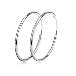 Sterling Silver Simple Polished Big Round Circle Hoop Earrings for Women