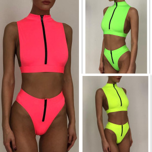 New Swimsuit Fluorescent Swimsuit Solid Bikini