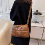 Plaid Shoulder Bag Winter Simple Messenger Bag Women Solid Color Flaps