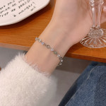 Women's Fashion Pearl Double Crystal Flower Bracelet