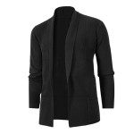 Men's Solid Color Loose Knit Long Sleeved Cardigan