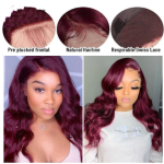 European And American New Wine Red Mid-length Curly Hair