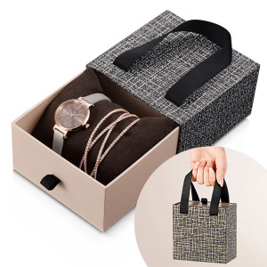 Fashion women's watch exquisite drawer box crystal bracelet watch set