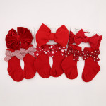 Baby Bow Hair Band Socks Suit Children's Christmas Big Bow Socks Combination