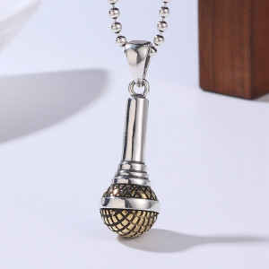 S925 Sterling Silver Microphone Pendant For Men And Women Hip Hop Trend Pendant