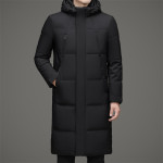 New Thick Warm White Duck Down Detachable Hat Men's Mid-length Down Jacket