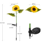 Led Solar Sunflower Three Head Lawn Garden Decorative Landscape Outdoor Lamp